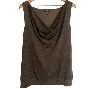 Alfani Woman Bronze Metallic Silk Blend Cowl Neck Tank Top 1X